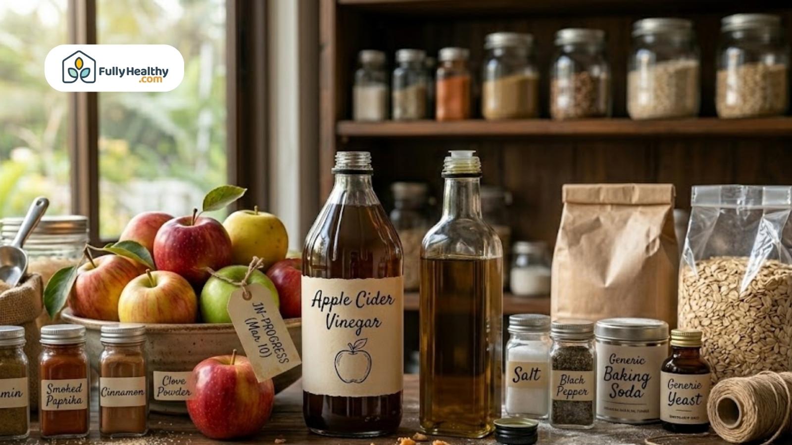 Apple cider vinegar with spices, oats, and pantry staples