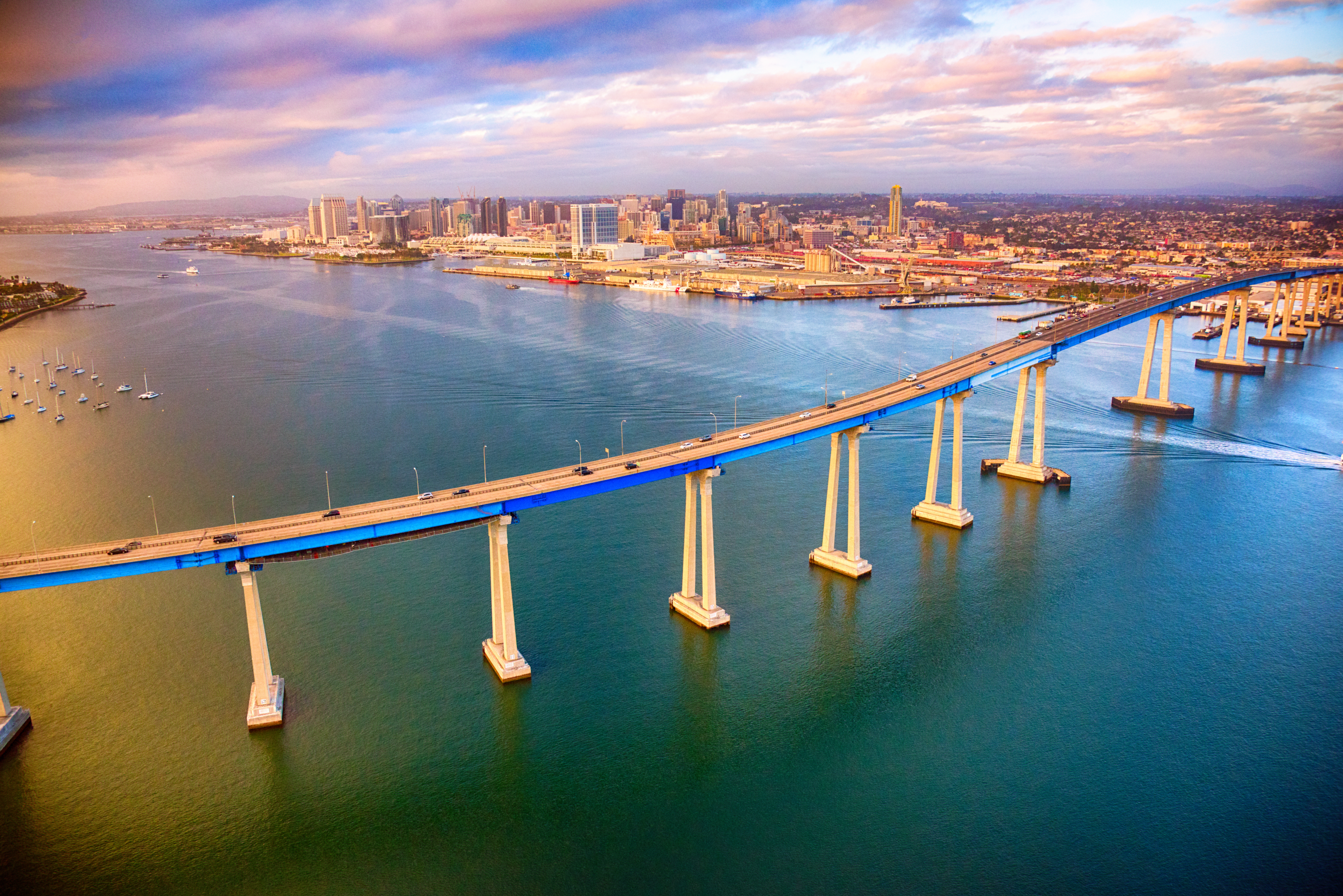 Coronado Bay Bridge at sunset