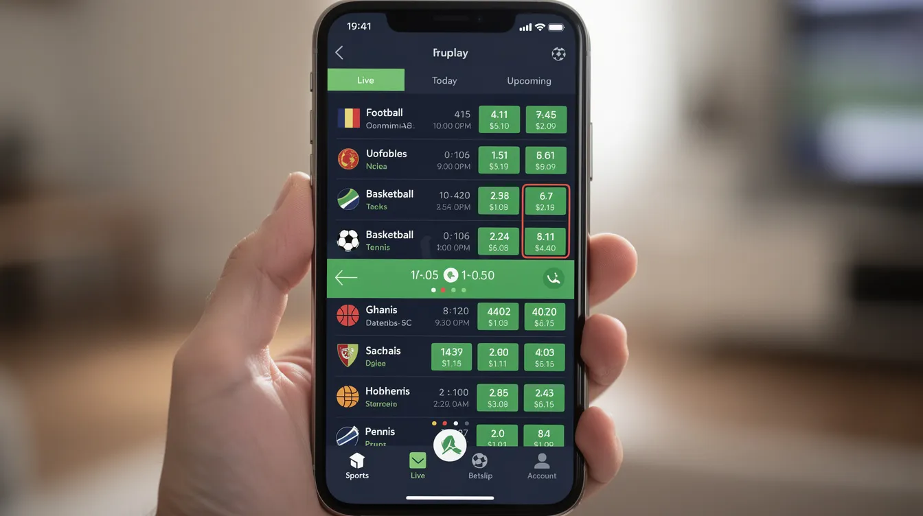 The image displays a mobile phone screen filled with various online sports betting options and live odds, showcasing popular betting sites and competitive odds for different sports events. The user-friendly interface allows sports enthusiasts to easily navigate through betting markets and place bets on their favorite games, including options for live betting and generous welcome bonuses.