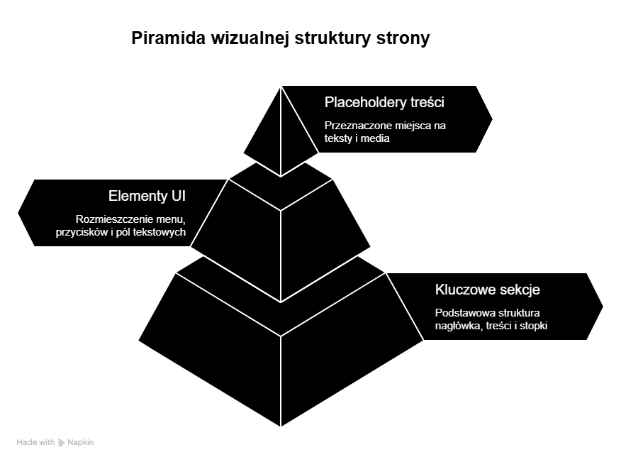 Z jakich kluczowych sekcji, elementów interfejsu użytkownika (UI) i treści powinna składać się dobra makieta strony internetowej?