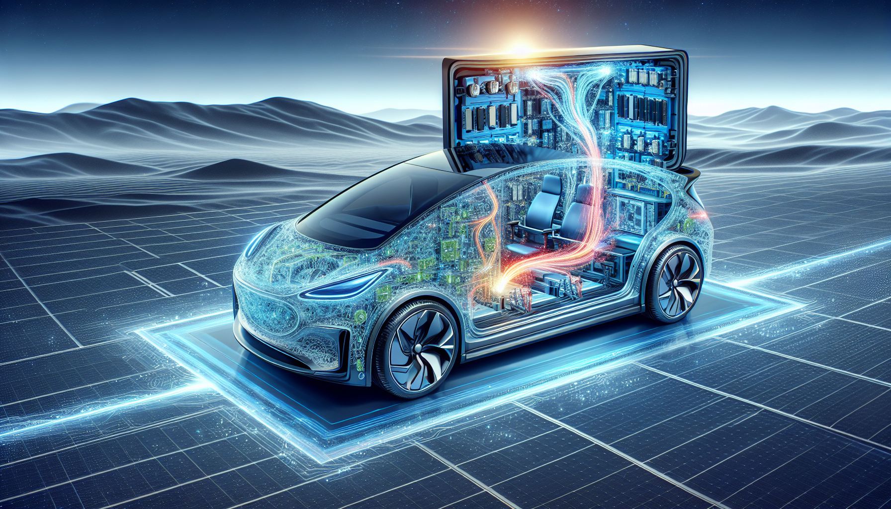 Illustration of SiC power module in an electric vehicle