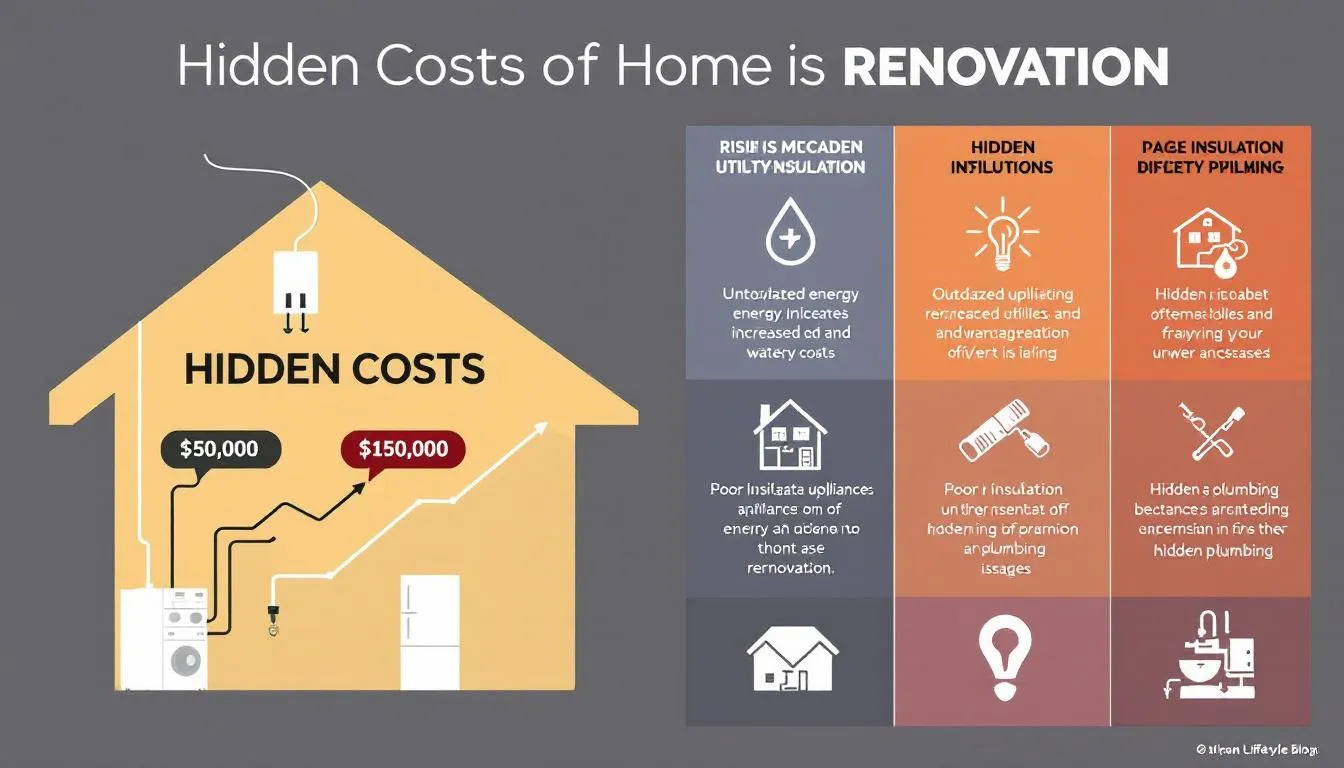 An infographic illustrating increased utility bills as hidden costs of renovation.