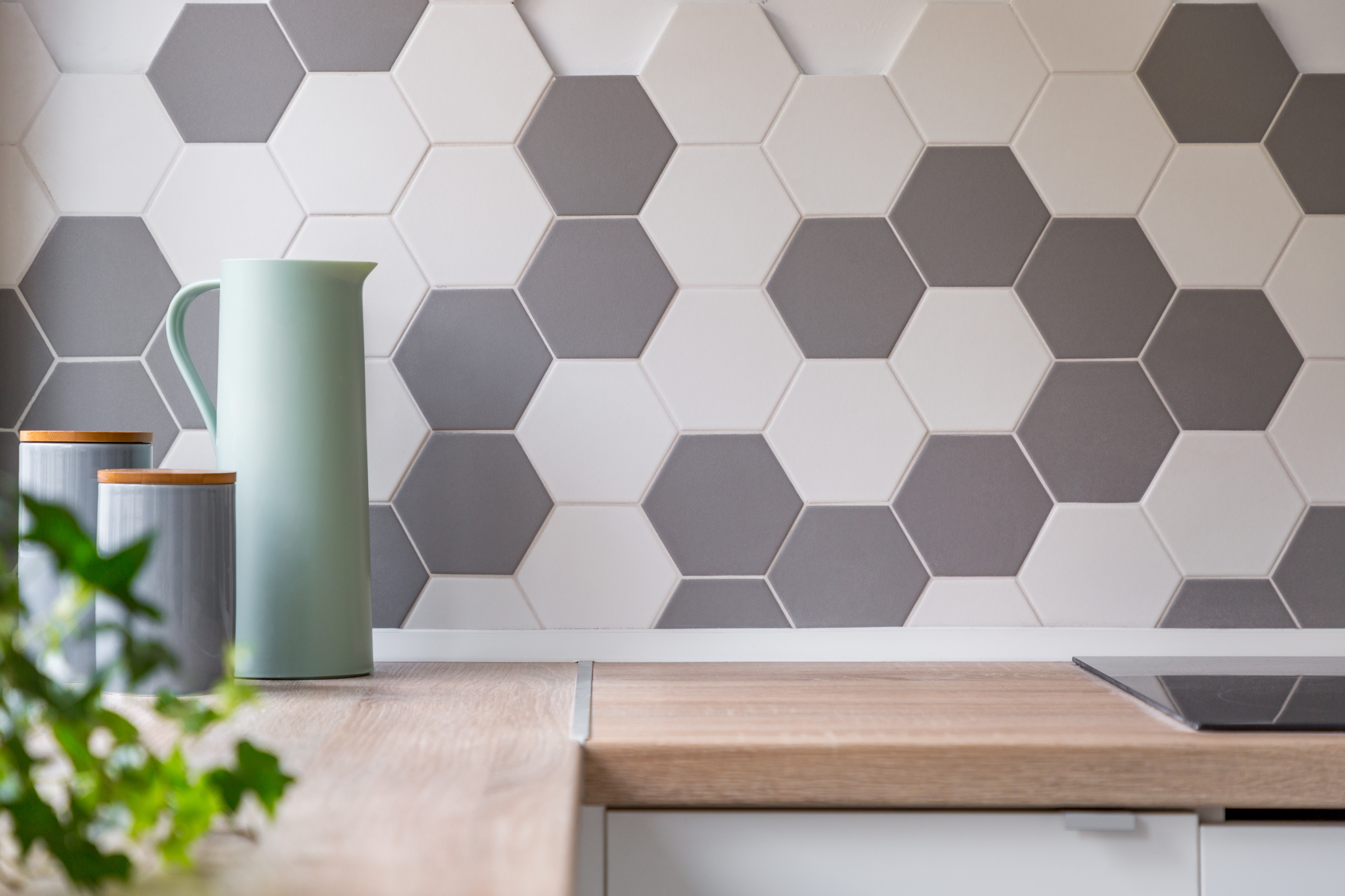 contemporary tiled kitchen walls