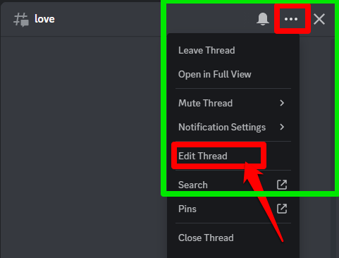 The Edit Thread button for setting up your Discord thread