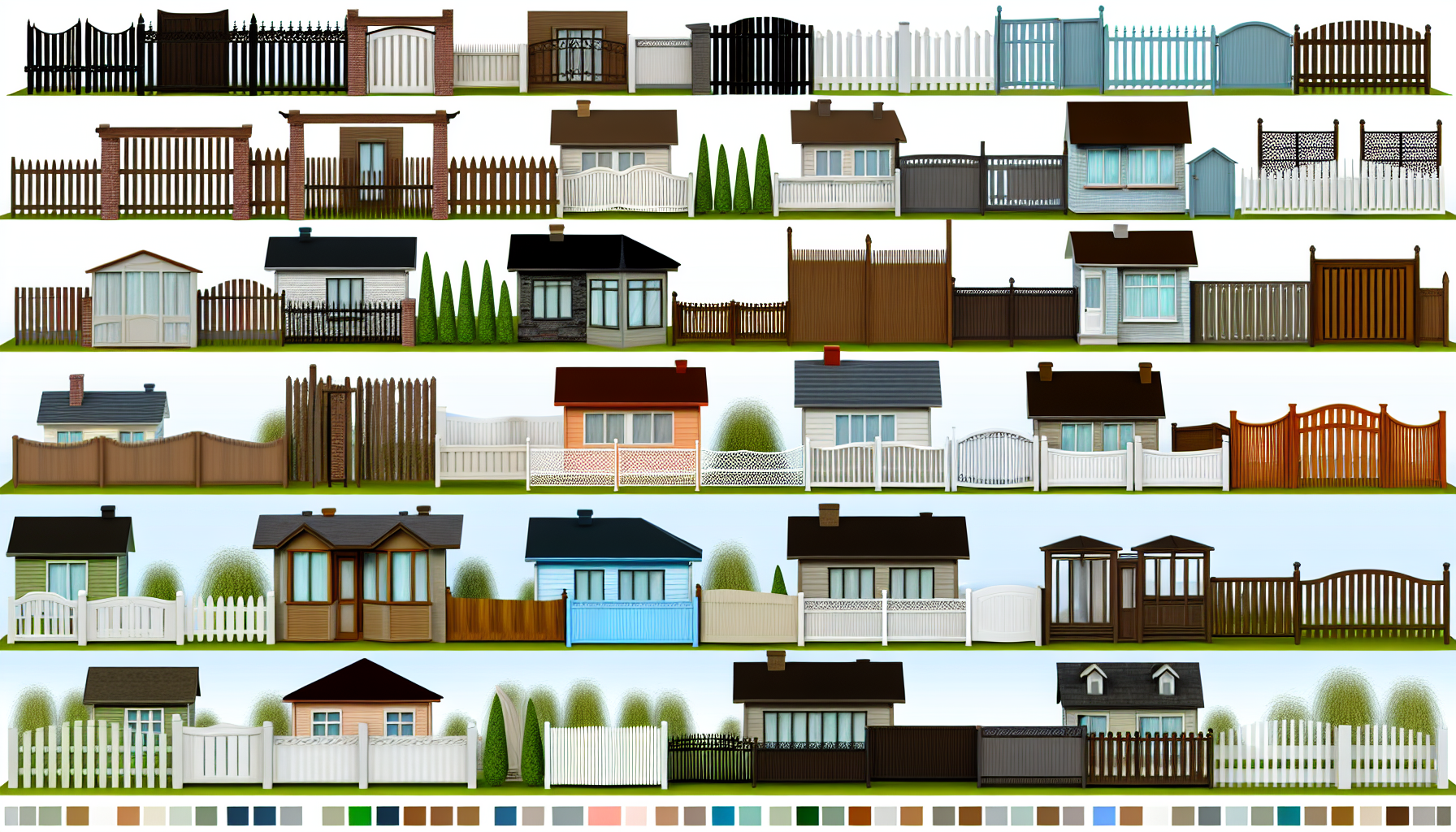 Different fence designs and materials