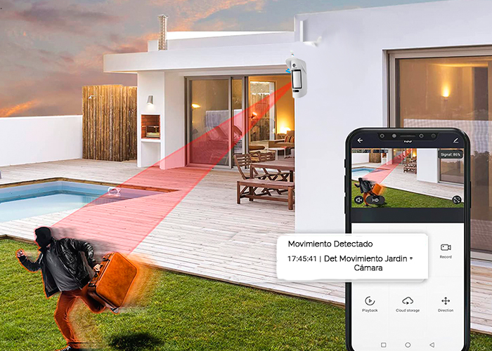 Notificación en app móvil por detección de movimiento en  alarma