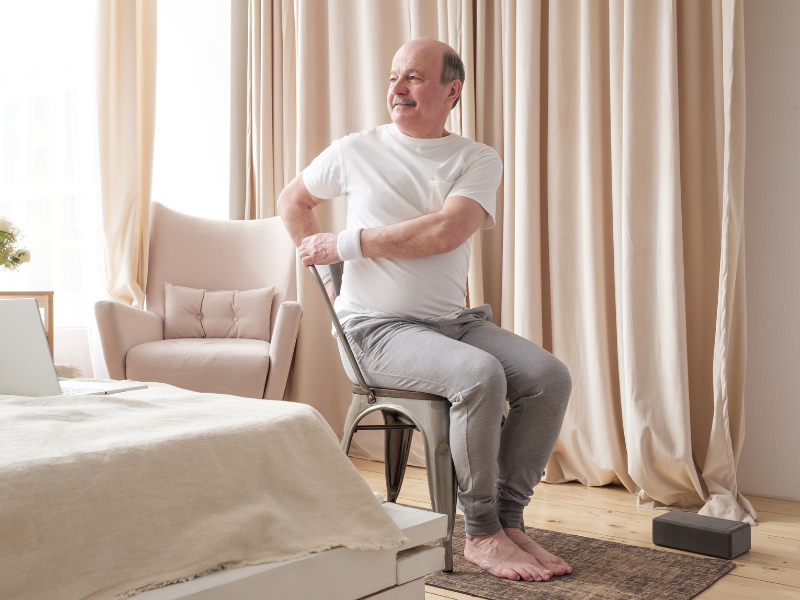 seated spinal twist chair yoga