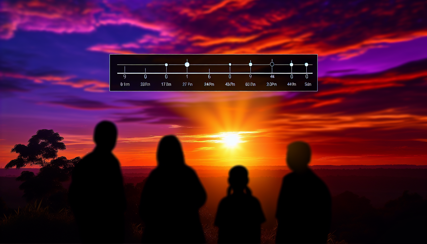 Sunset with silhouettes of people, representing divine echoes