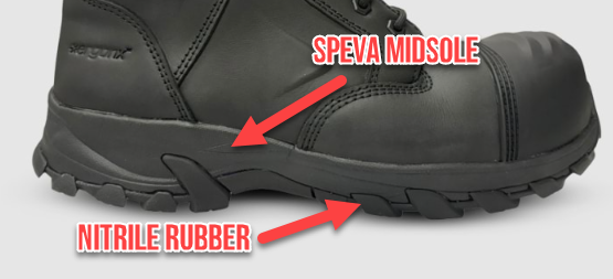 Slip resistant outsoles made of nitrile rubber and a supportive midsole made from SPEVA are perfect blend of firmness and flexibility from the heel to the toes. durability and