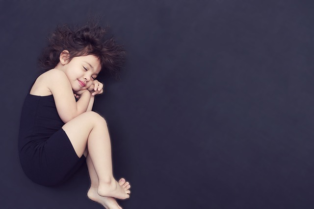 girl, curled up, sleeping