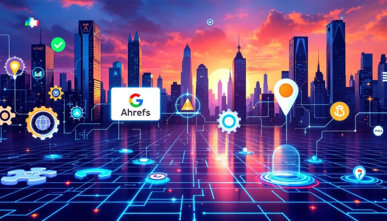 An illustration depicting various local SEO tools and their functions.