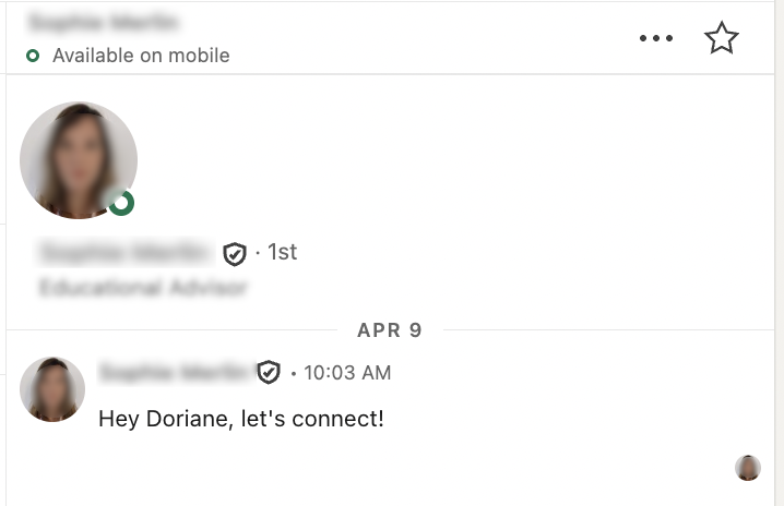 Example of a generic LinkedIn connection request