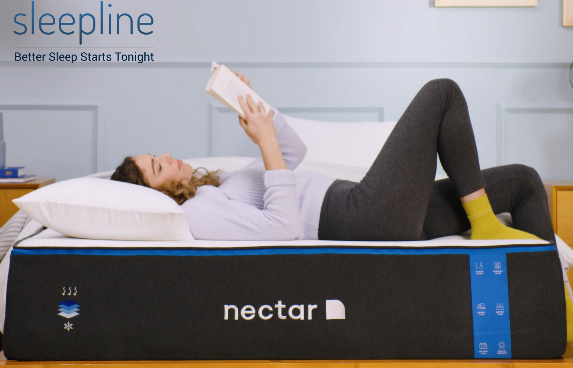 Woman laying on a Nectar mattress
