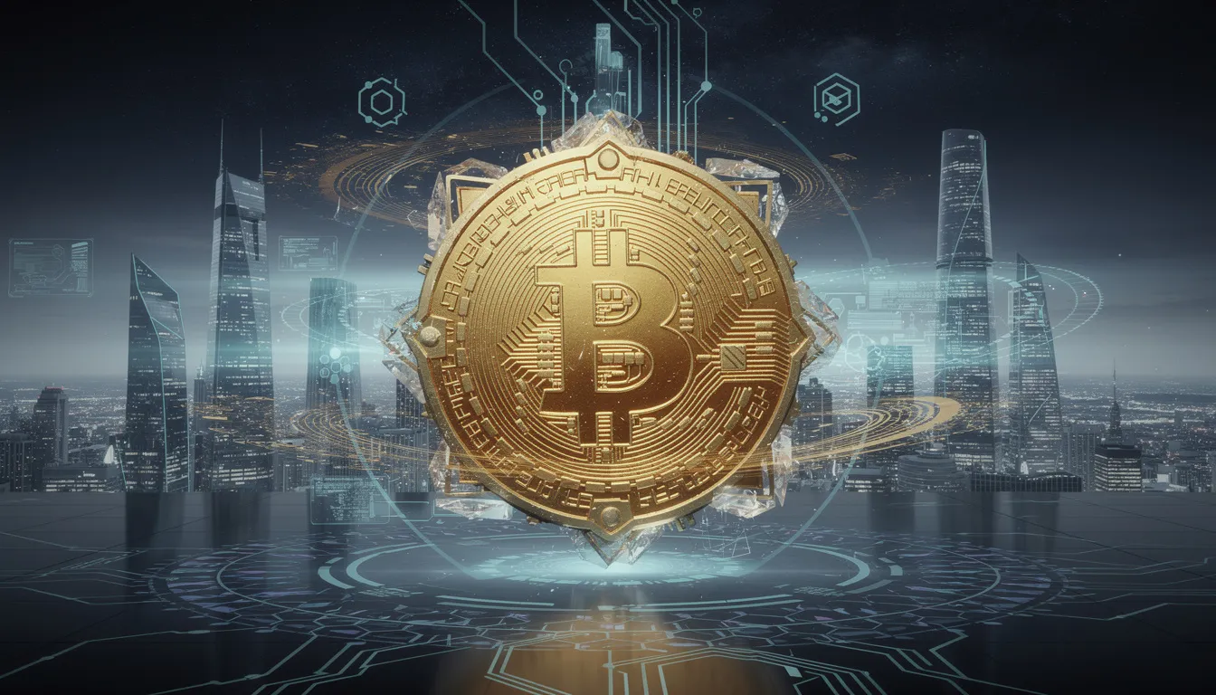 The image features a beautifully designed Bitcoin talisman, symbolizing good fortune and personal protection for the wearer. This artistic object, traced with intricate patterns and wings, represents a blend of historical and cultural meanings, believed to provide guidance and power in the journey toward renewal and prosperity.