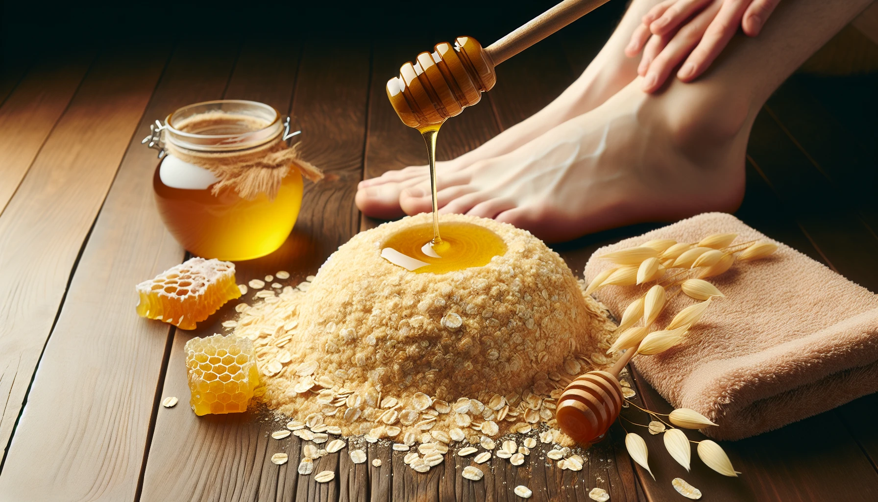 Nourishing honey and oatmeal foot scrub