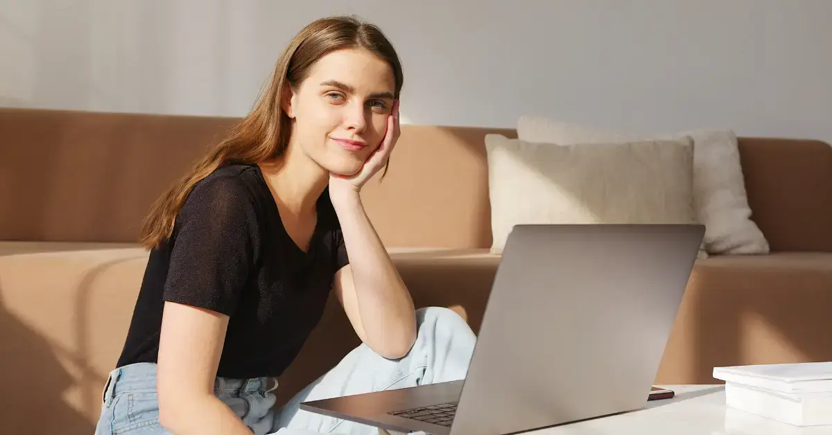 Woman reviewing OnlyFans taxes and when do tax transcripts update.