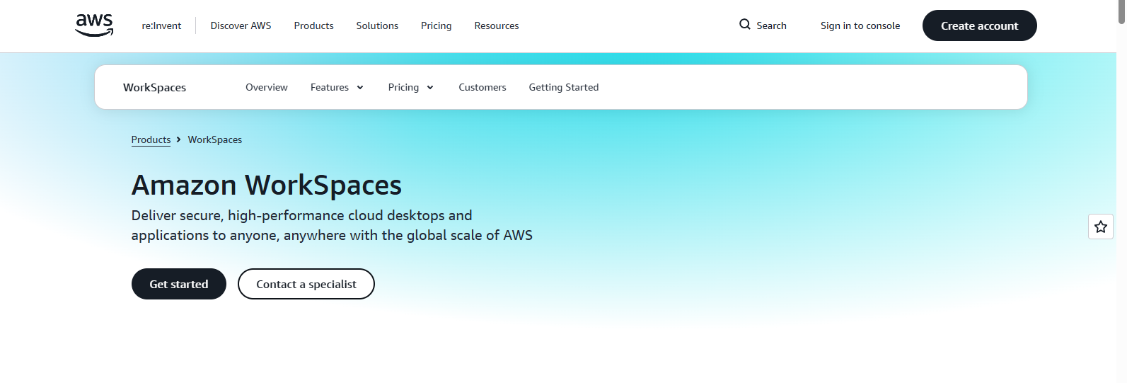 Amazon WorkSpaces Desktop as a Service platform delivering secure cloud desktops, remote application access, and scalable virtual workspace management for distributed teams.