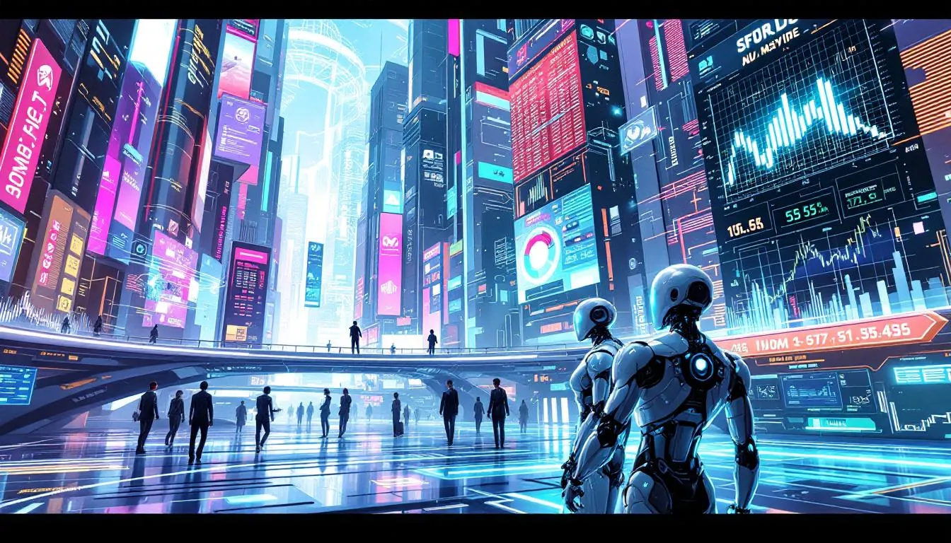 A futuristic depiction of AI trading and its evolving trends.