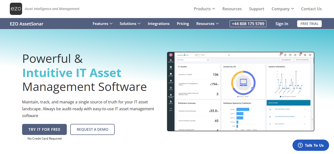 EZO Asset Sonar IT assest management Asset Panda competitor