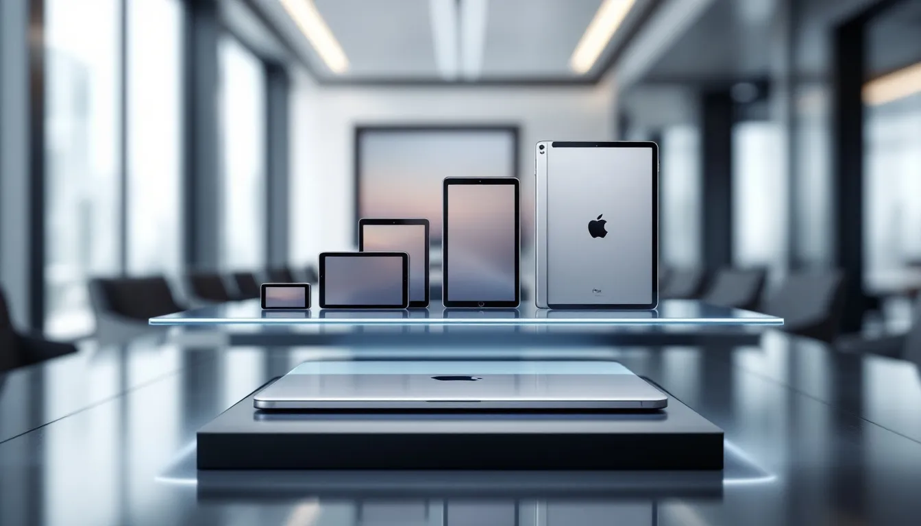 Technologische Meilensteine im iPad mit einem unscharfen iPad Pro.
