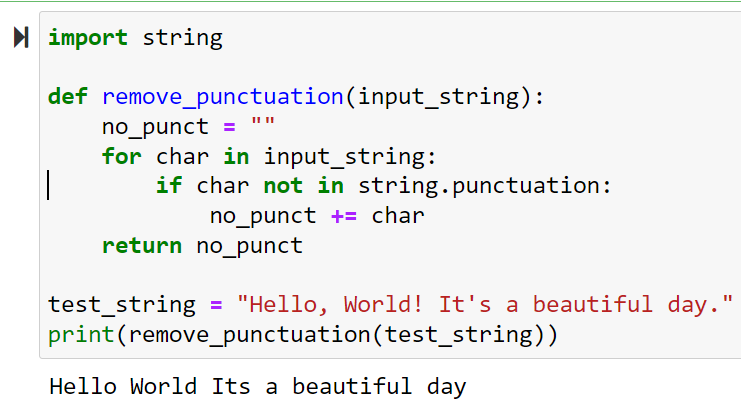 Using For Loop for Removing Punctuation