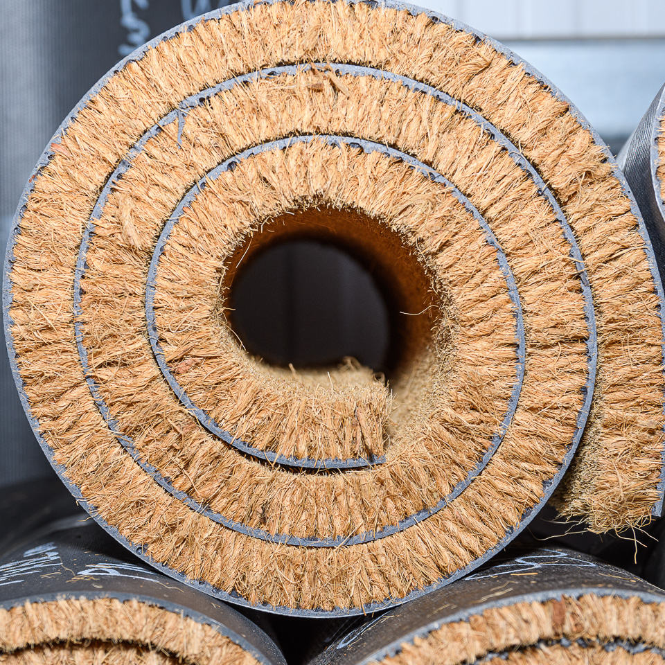 Closeup of coconut fiber from PVC Backed Coir Matting