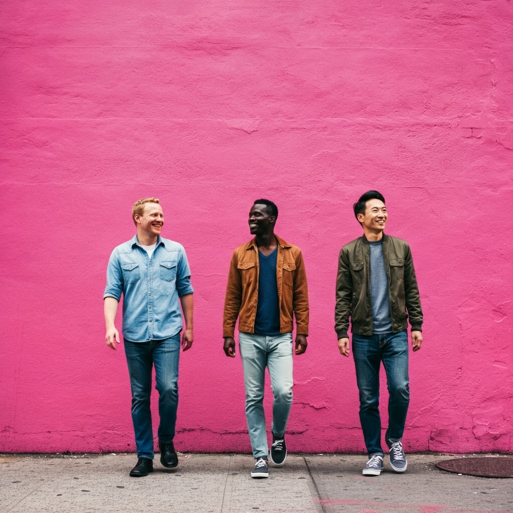 Image of gay throuple in Brooklyn.