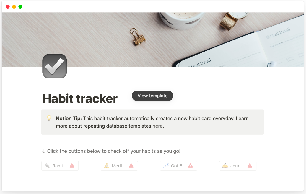 habit tracker notion template