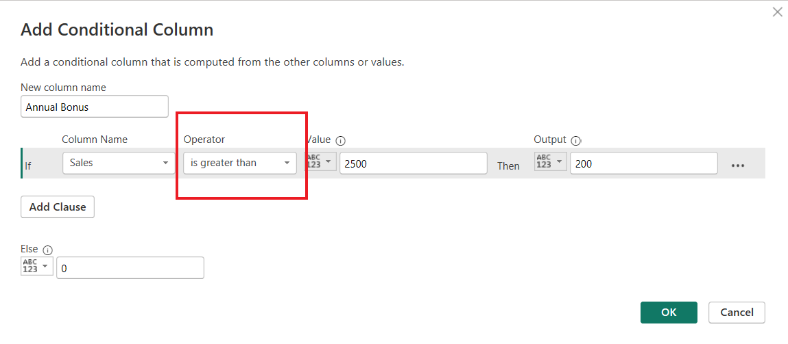 Select Operator for Conditional Column IF Statement