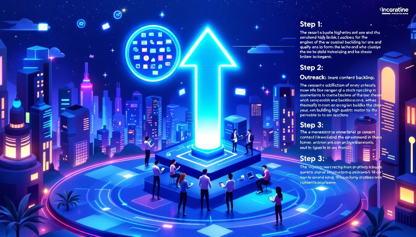 An infographic illustrating the process of building high-quality backlinks.