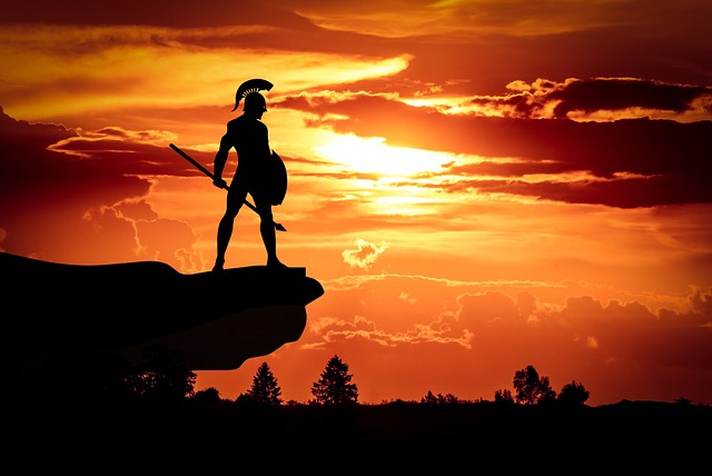 spartan, sunset, roman soldier