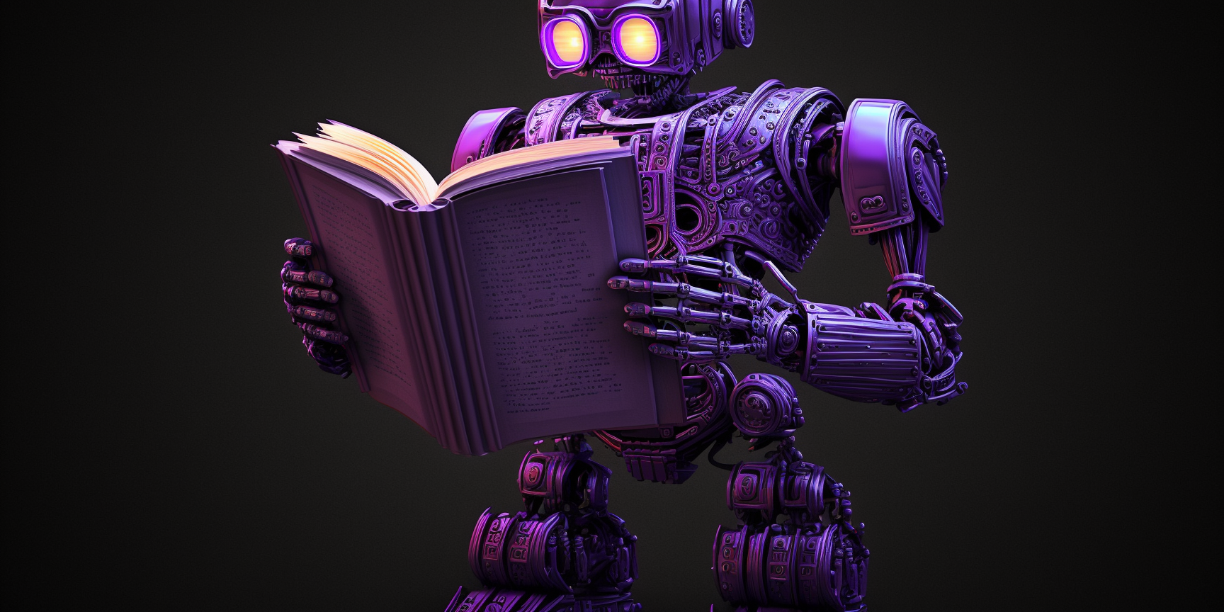 A robot holding a dictionary.