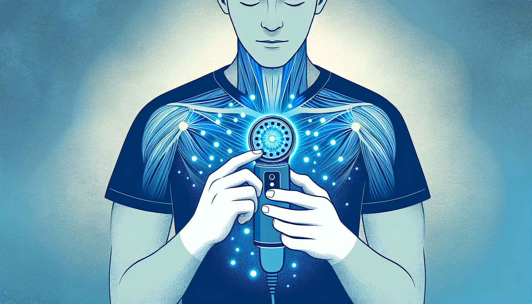 Illustration of a person using a handheld mini massager