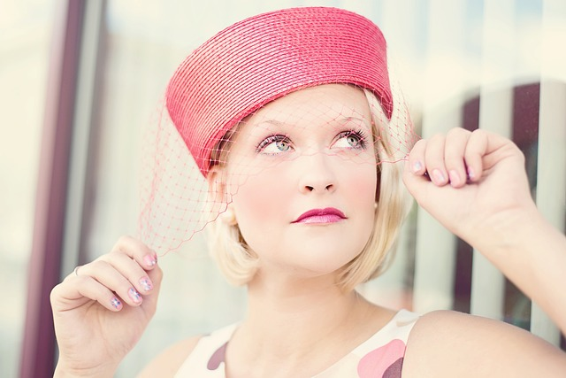 A fashion model wearing a vintage hat