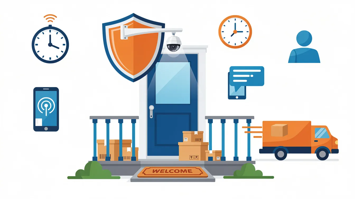 A security camera monitoring a front porch area to prevent package theft.