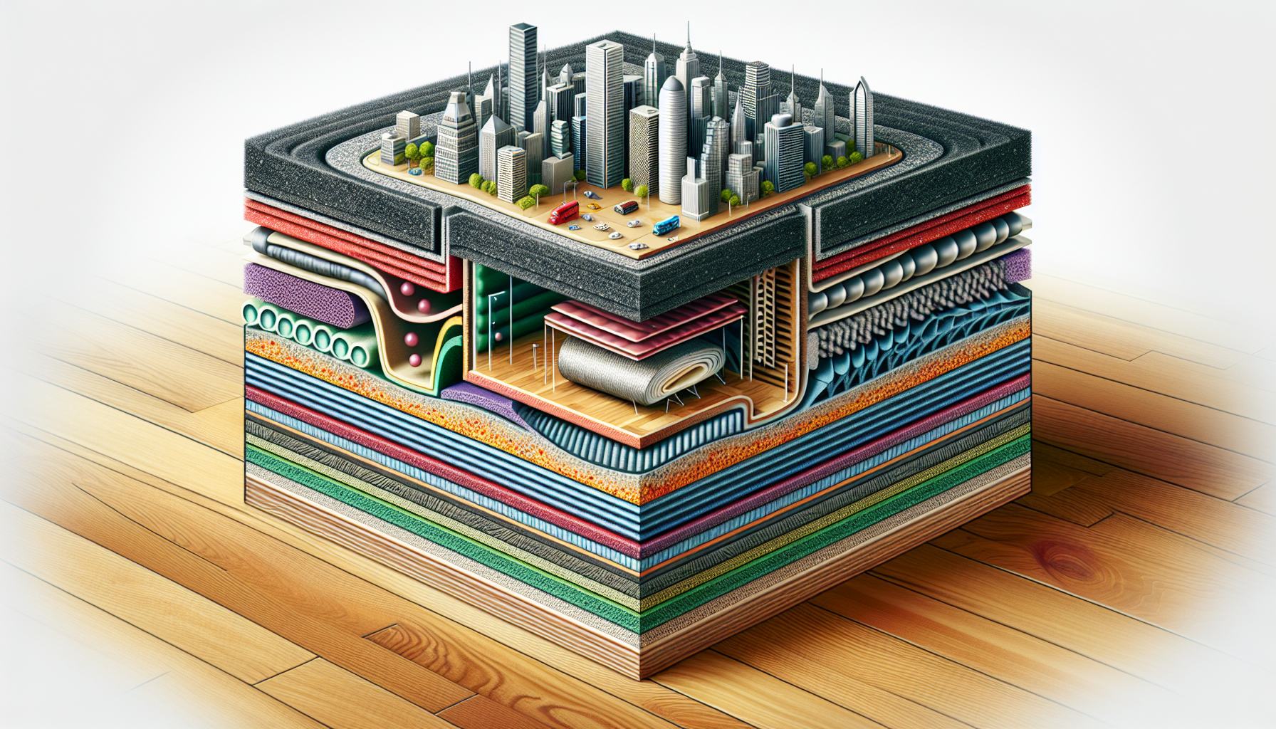 Illustration of advanced acoustic underlays for soundproofing