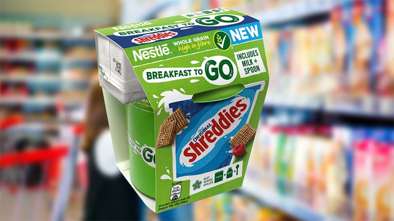 Cereal and milk bundle with a cardboard sleeve