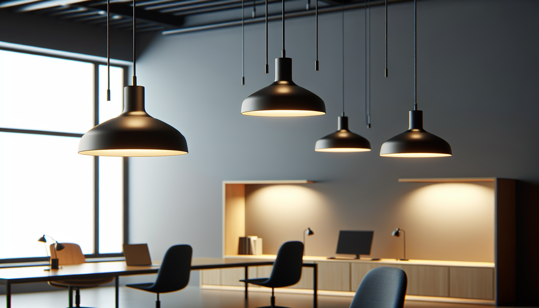 Adjustable hanging height for customized office pendant lights