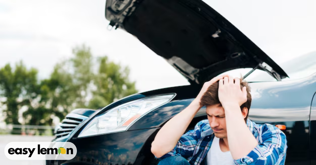 Hombre con un vehículo limón