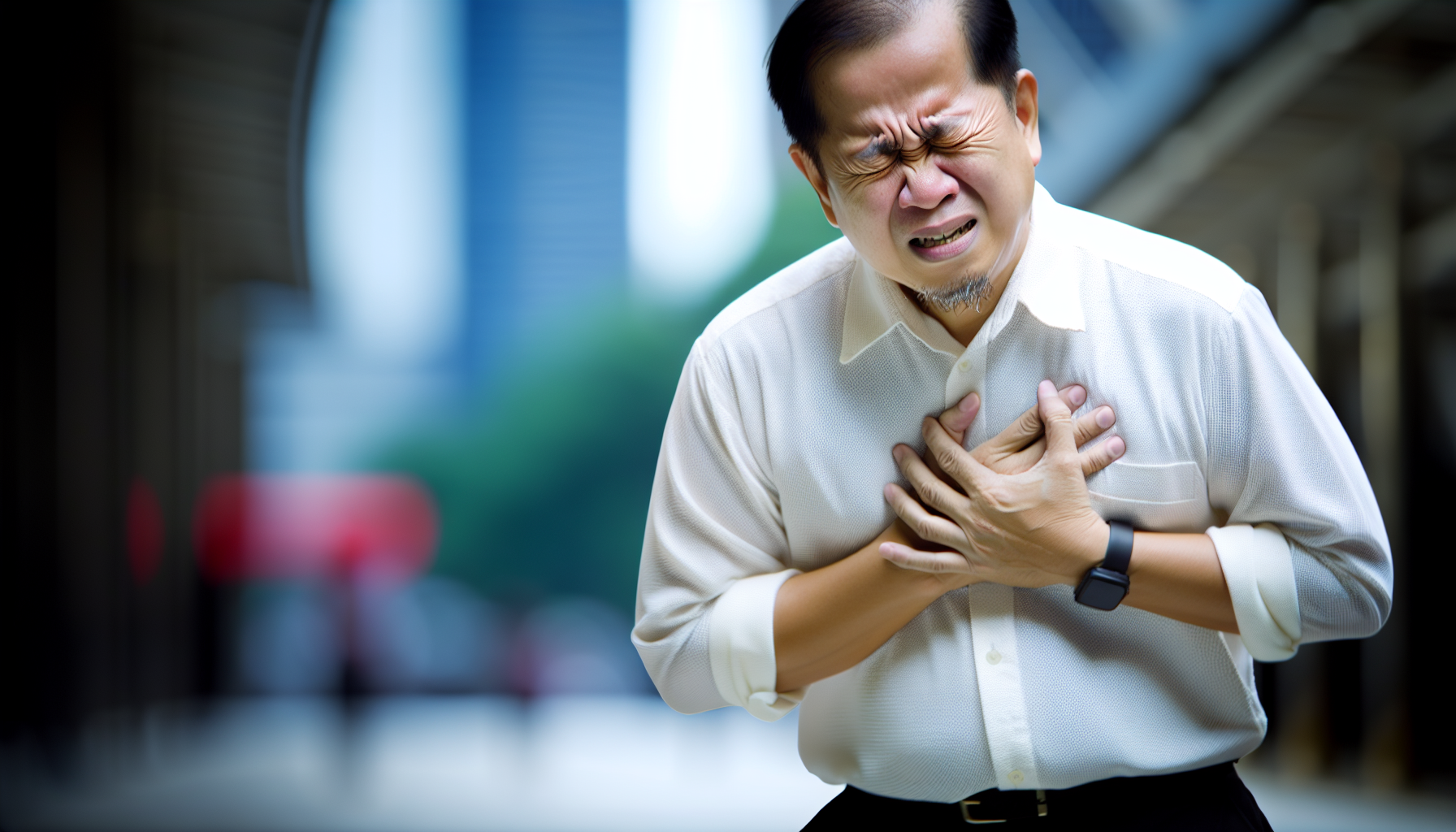 Photo of person experiencing chest pain