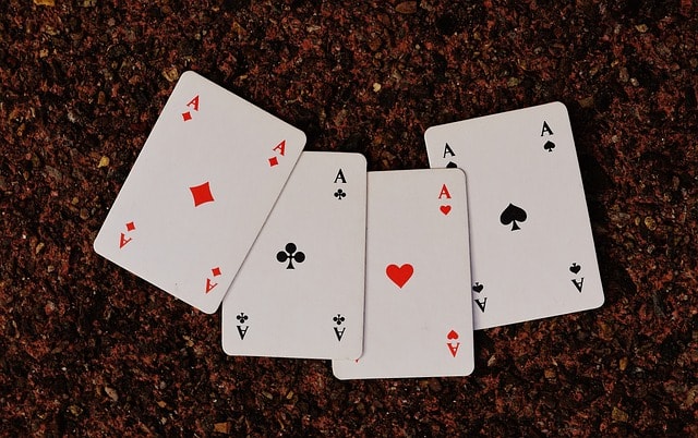 playing cards, aces, four