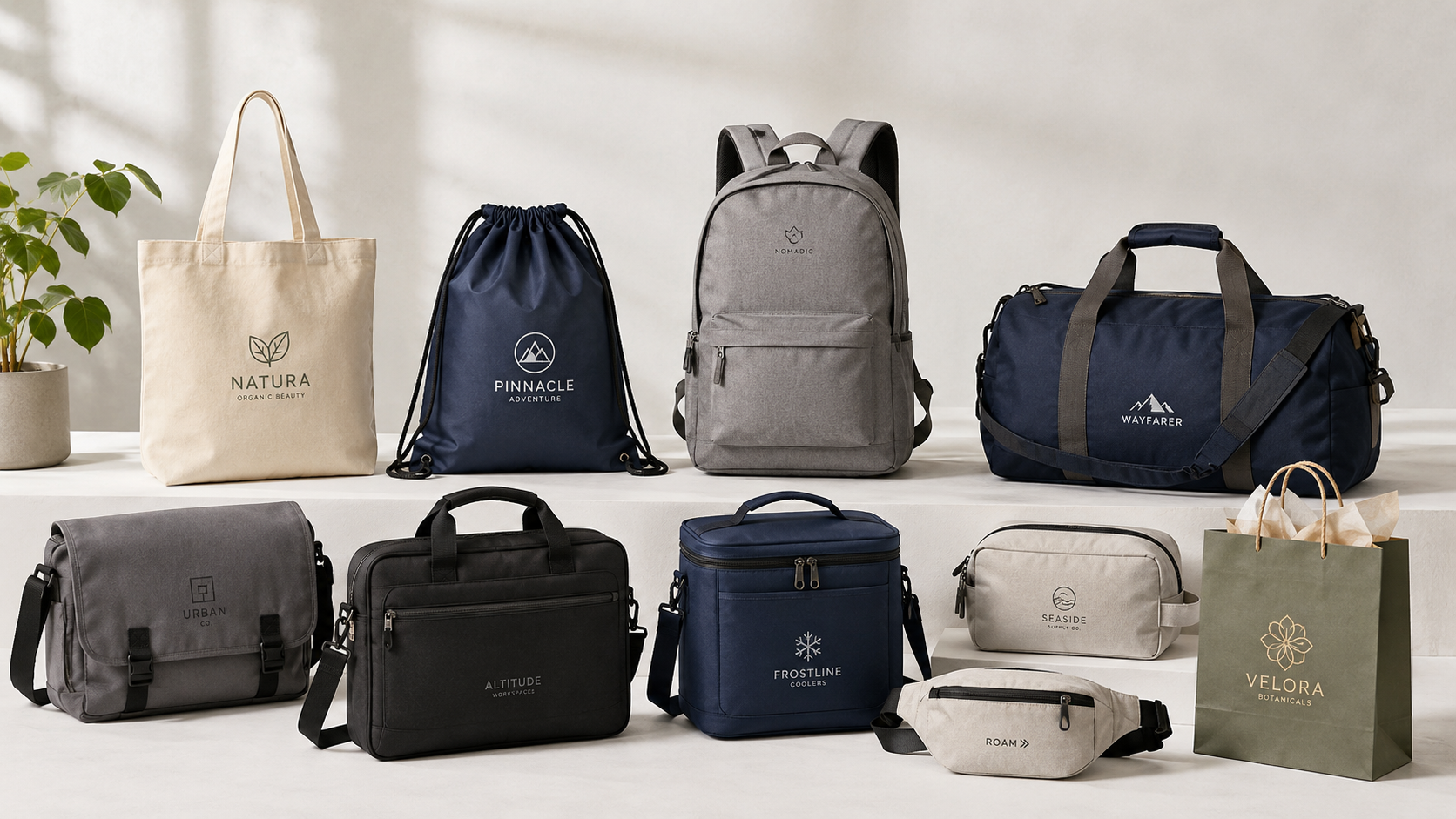 Different types of bags for events, travel, corporate gifts, retail packaging, and custom branding