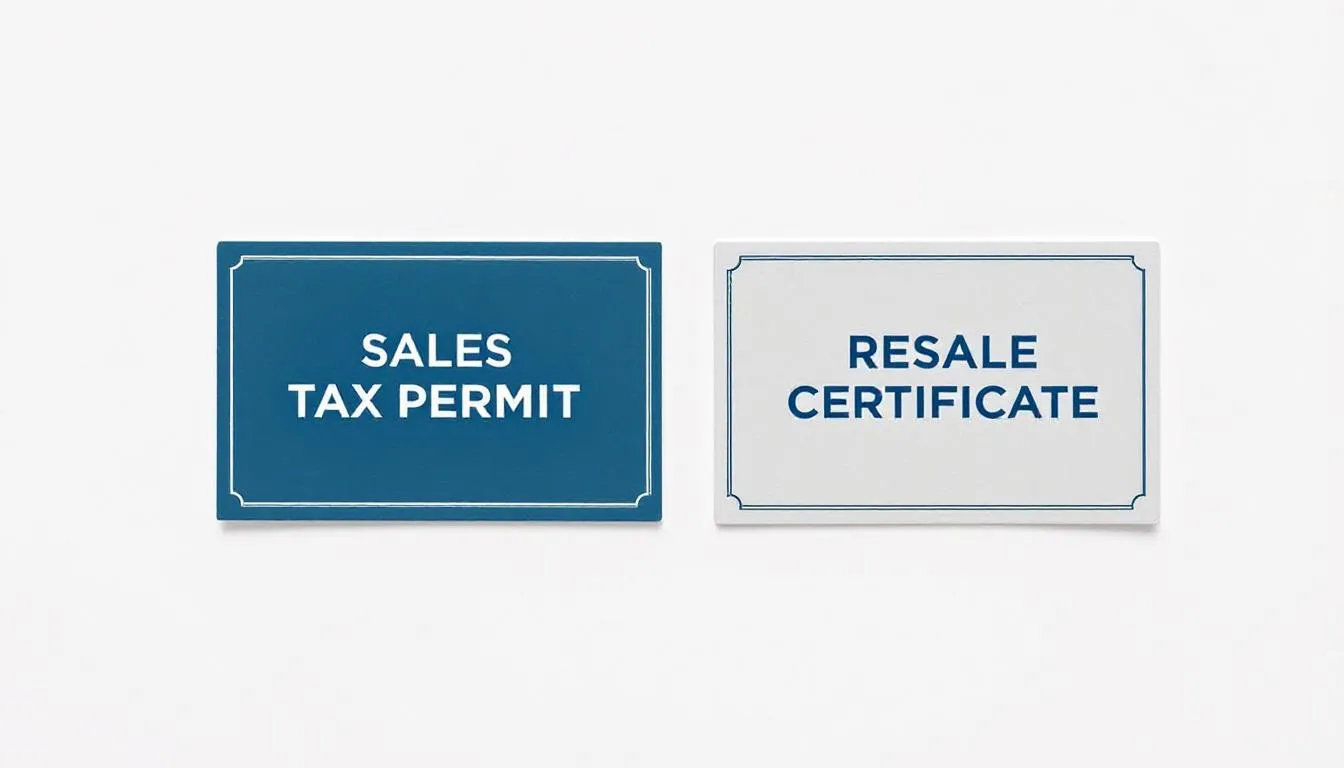 A comparison chart between a sales tax permit and a resale certificate.