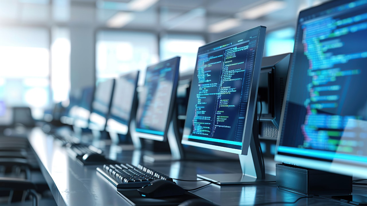 ai image, computer systems in a business environment showing computer code