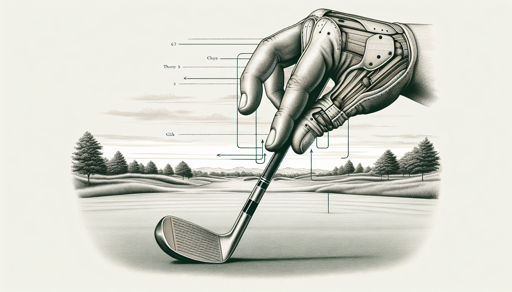 Illustration of lead hand position for golf grip