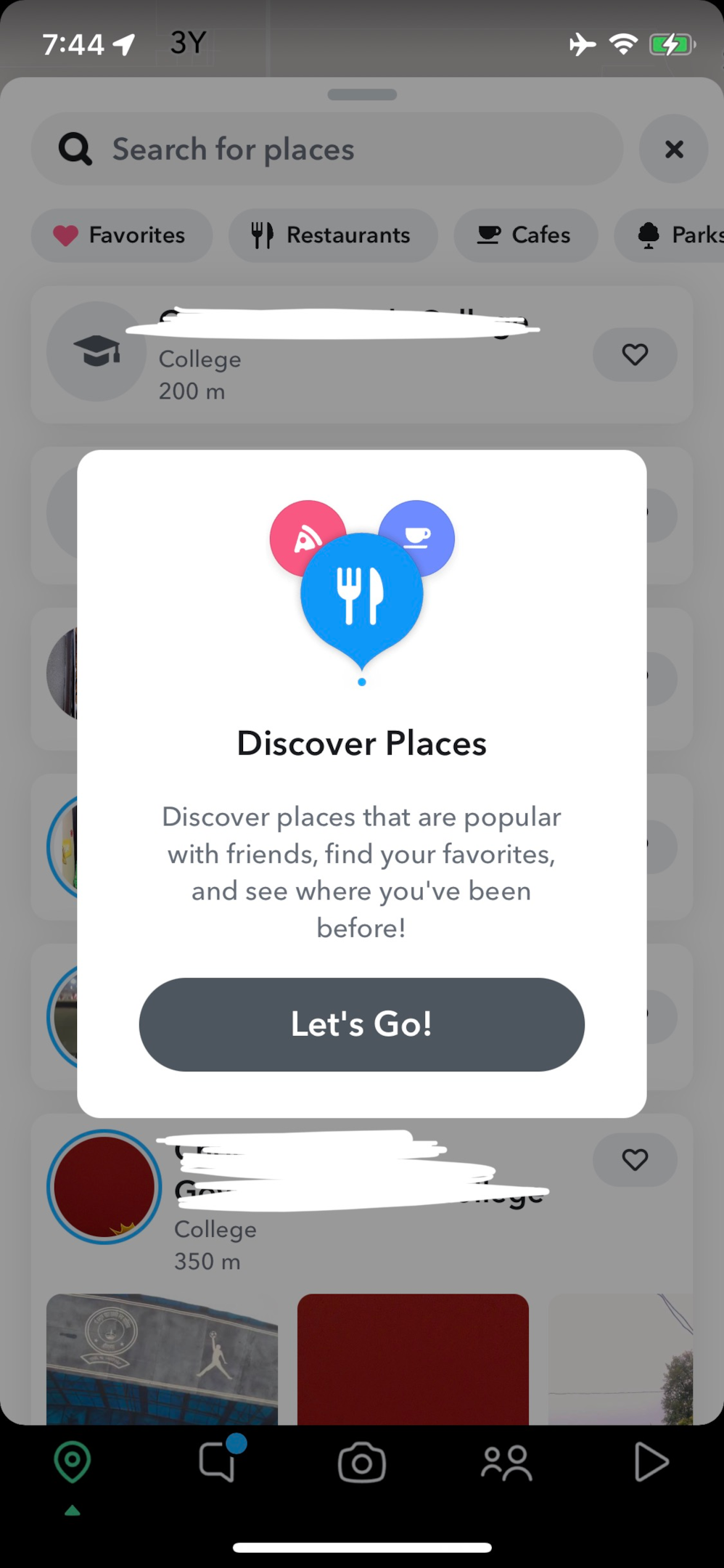 Screenshot of discover places