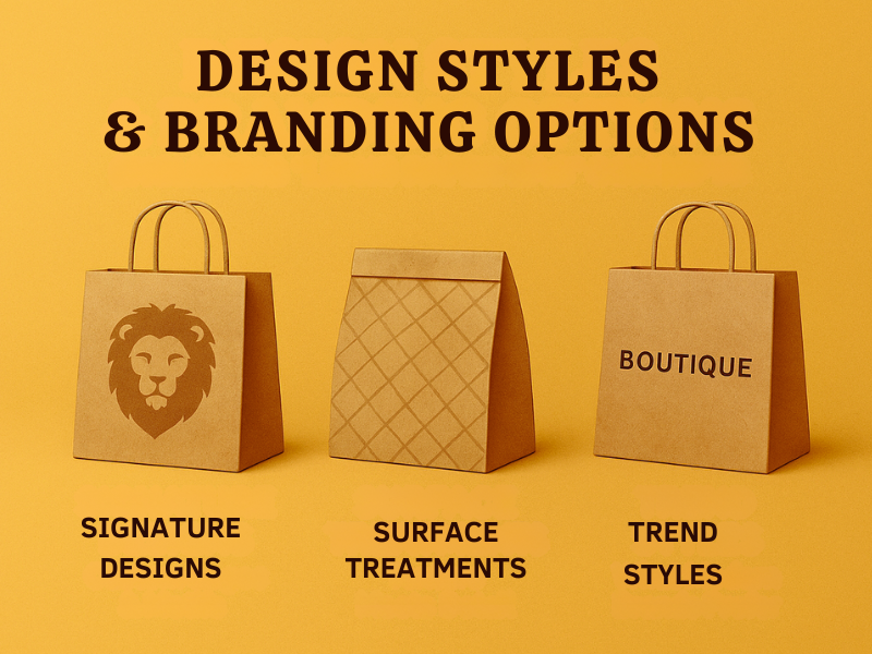 An illustration of a Design Styles & Branding Options (Including “Lions Paper Bag” Concepts)