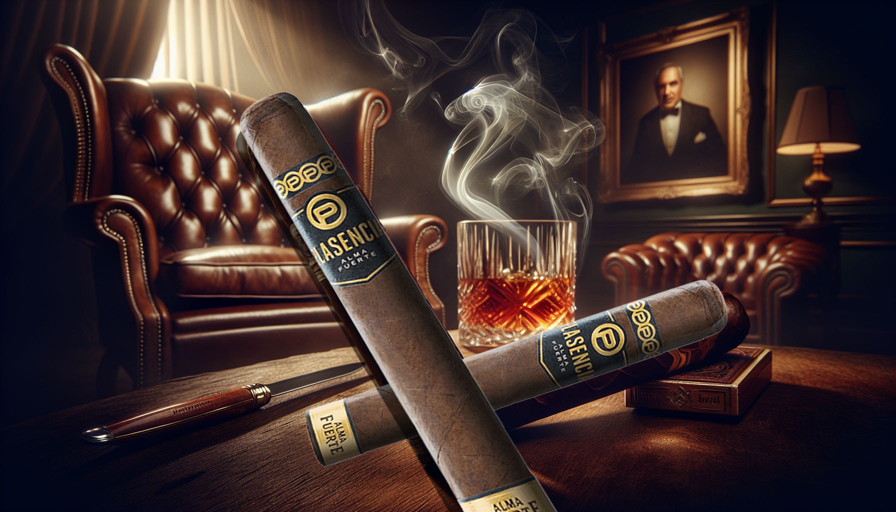 A captivating illustration of the Plasencia Alma Fuerte Nestor IV cigar, perfect for toro lovers.