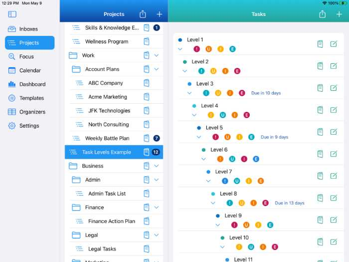 IdeasToDone allows more nested levels of sub-tasks than other to-do list apps
