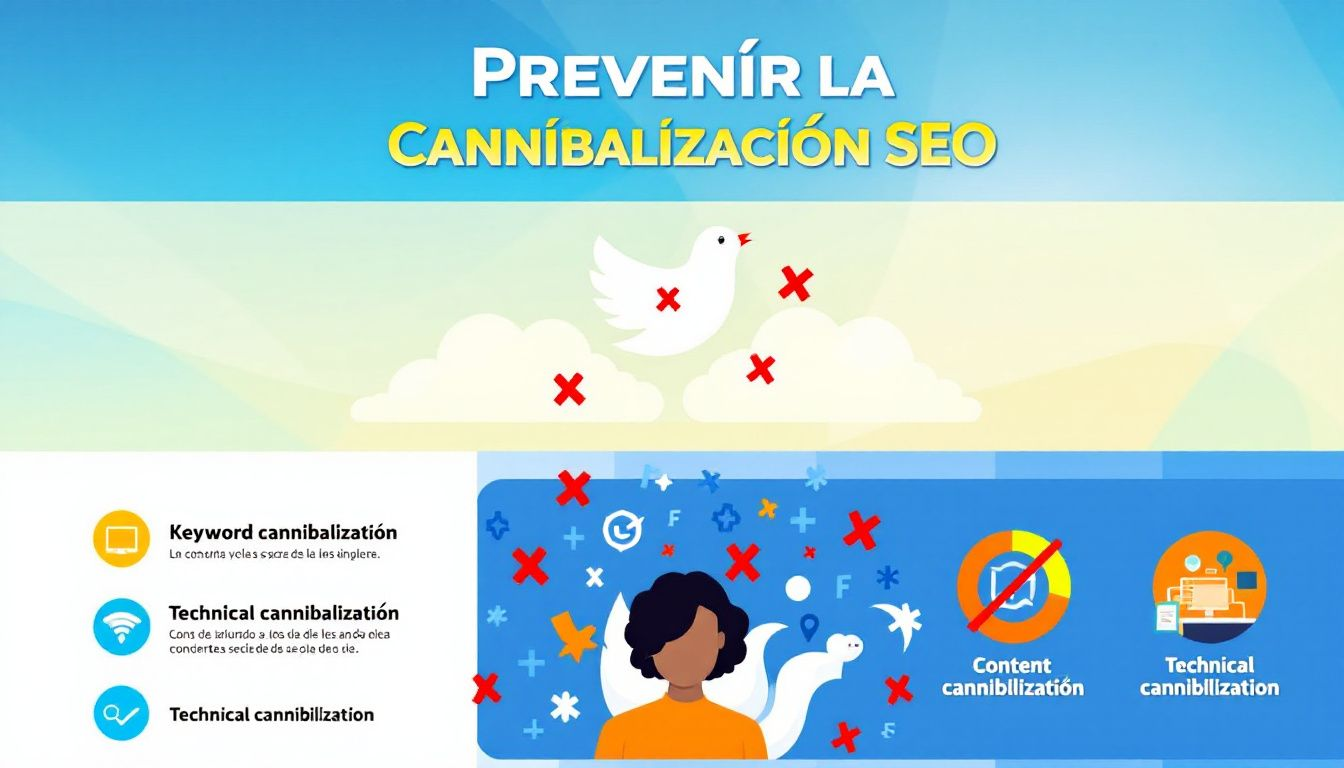 Visualización de la prevención de la canibalización SEO.